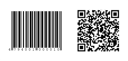 A sample garment barcode and StyleFrame QR code printed together